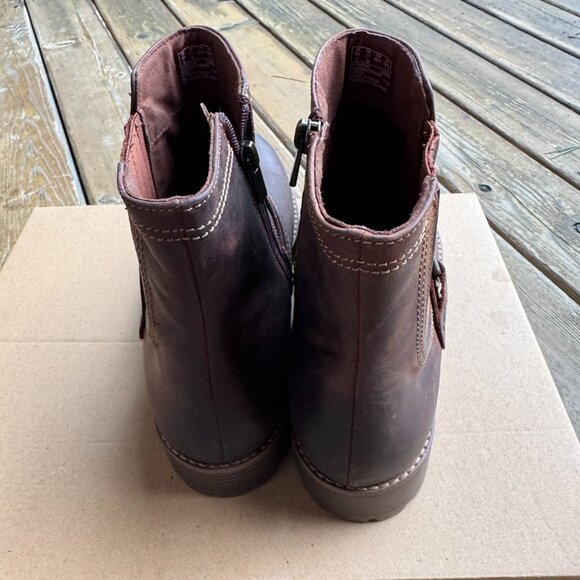 NIB Clarks Aspra Side Zip Buckle Boot in British Tan Leather - Women's 11 - Picture 8 of 14